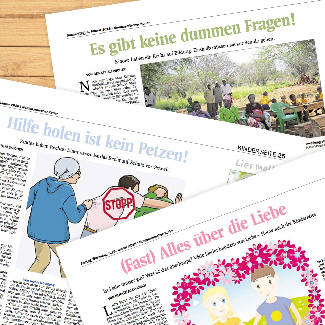 Zeitungsausschnitte über das Thema "Kinderrechte" aus dem Nordbayerischen Kurier